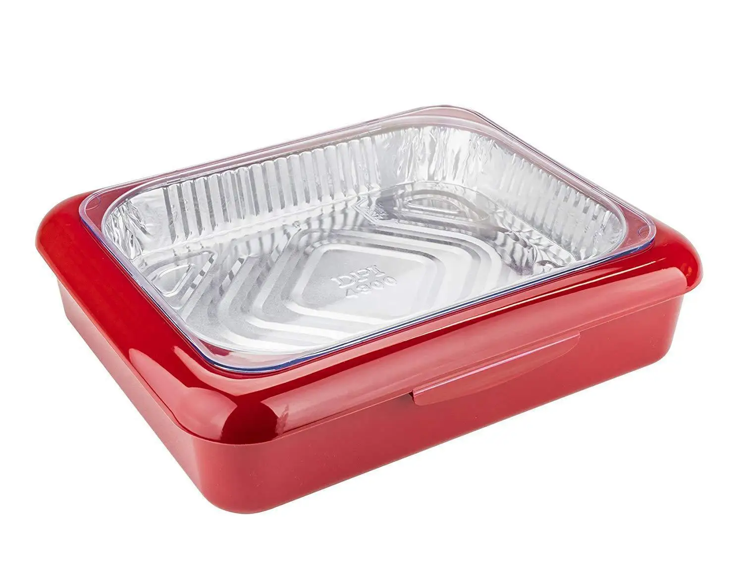 Rectangular Insulated Food Storage Container with Tin Foil Lining – Reusable,Flip-Top Plastic Tray for Lasagna,BBQ and