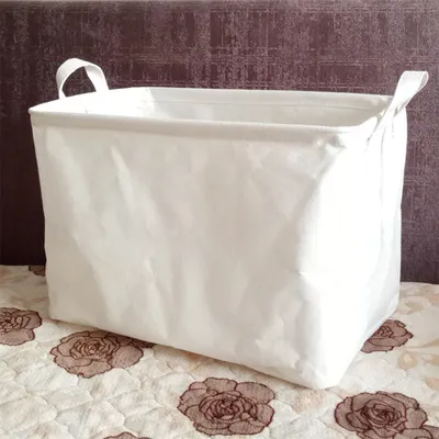 Rectangular White Linen Storage Basket Rectangular White Linen Storage Basket