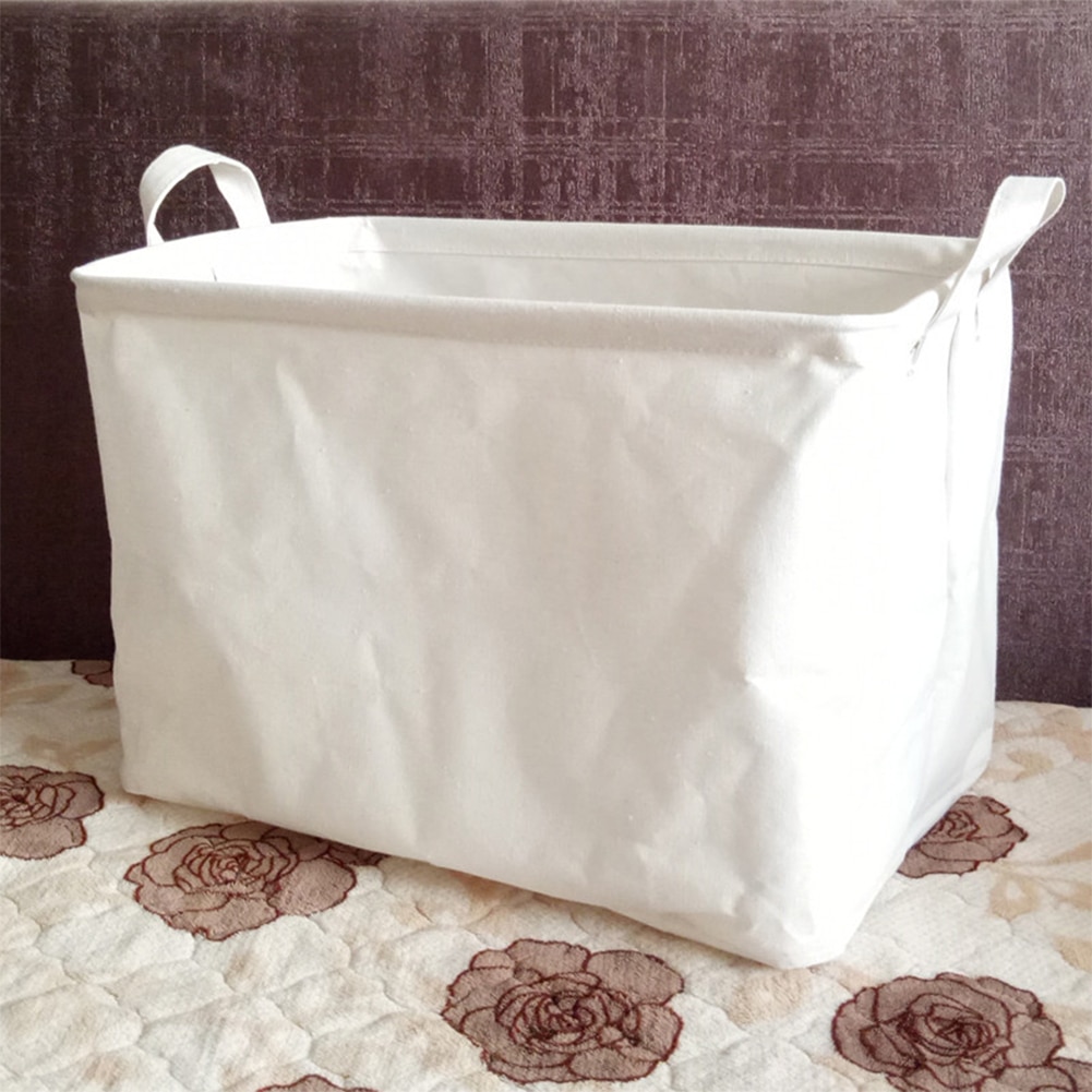 Rectangular White Linen Storage Basket Rectangular White Linen Storage Basket
