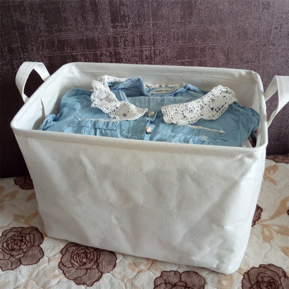 Rectangular White Linen Storage Basket Rectangular White Linen Storage Basket