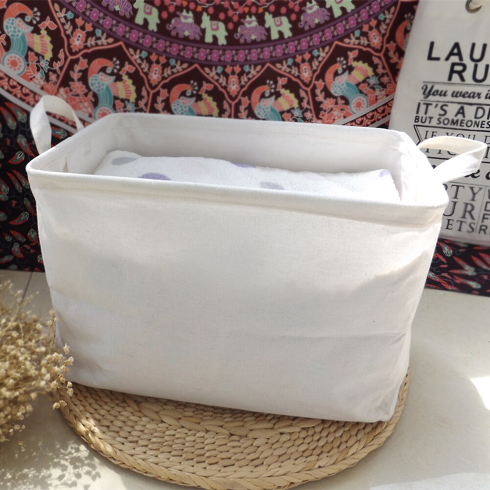 Rectangular White Linen Storage Basket Rectangular White Linen Storage Basket