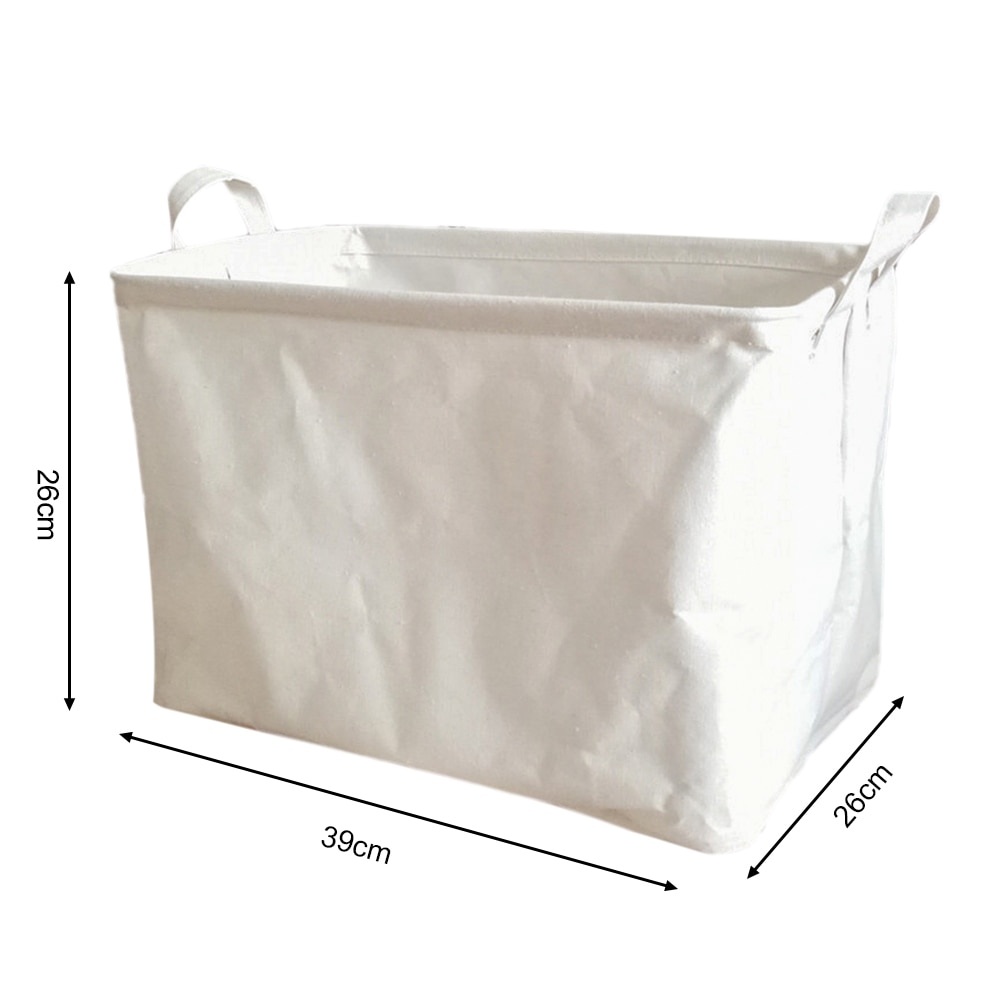 Rectangular White Linen Storage Basket Rectangular White Linen Storage Basket