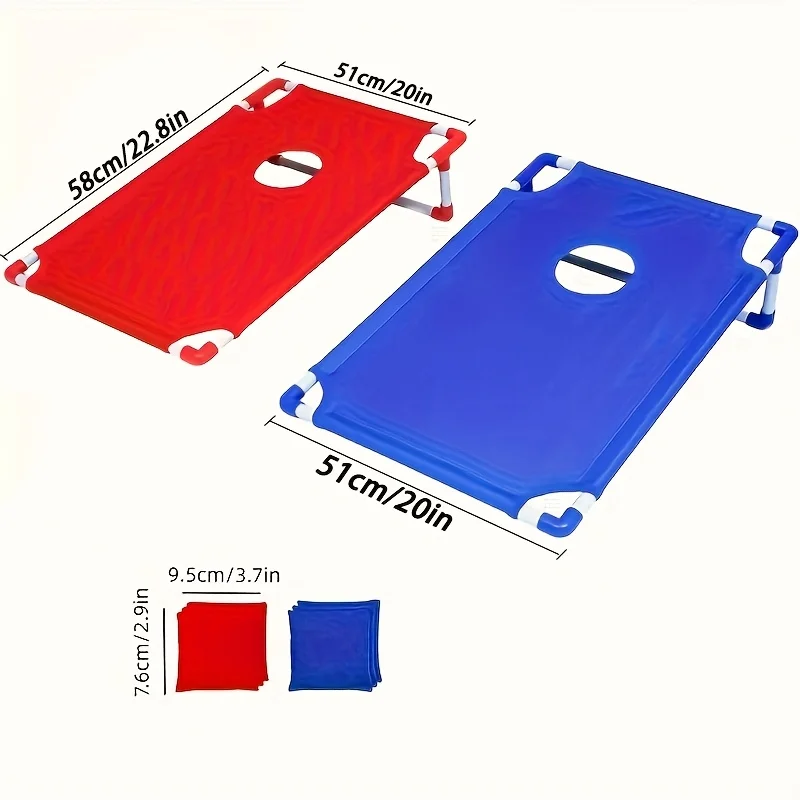 Red and Blue Portable Corn Hole Game Set Foldable and Durable Beach Bag Game