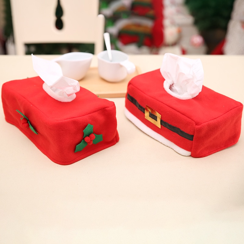 Red Cloth Christmas Tissue Box Cover