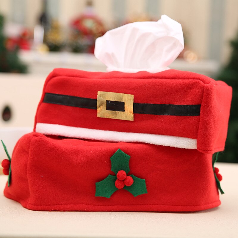 Red Cloth Christmas Tissue Box Cover