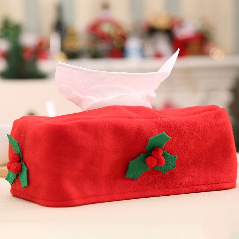 Red Cloth Christmas Tissue Box Cover
