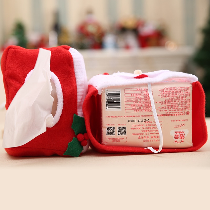 Red Cloth Christmas Tissue Box Cover