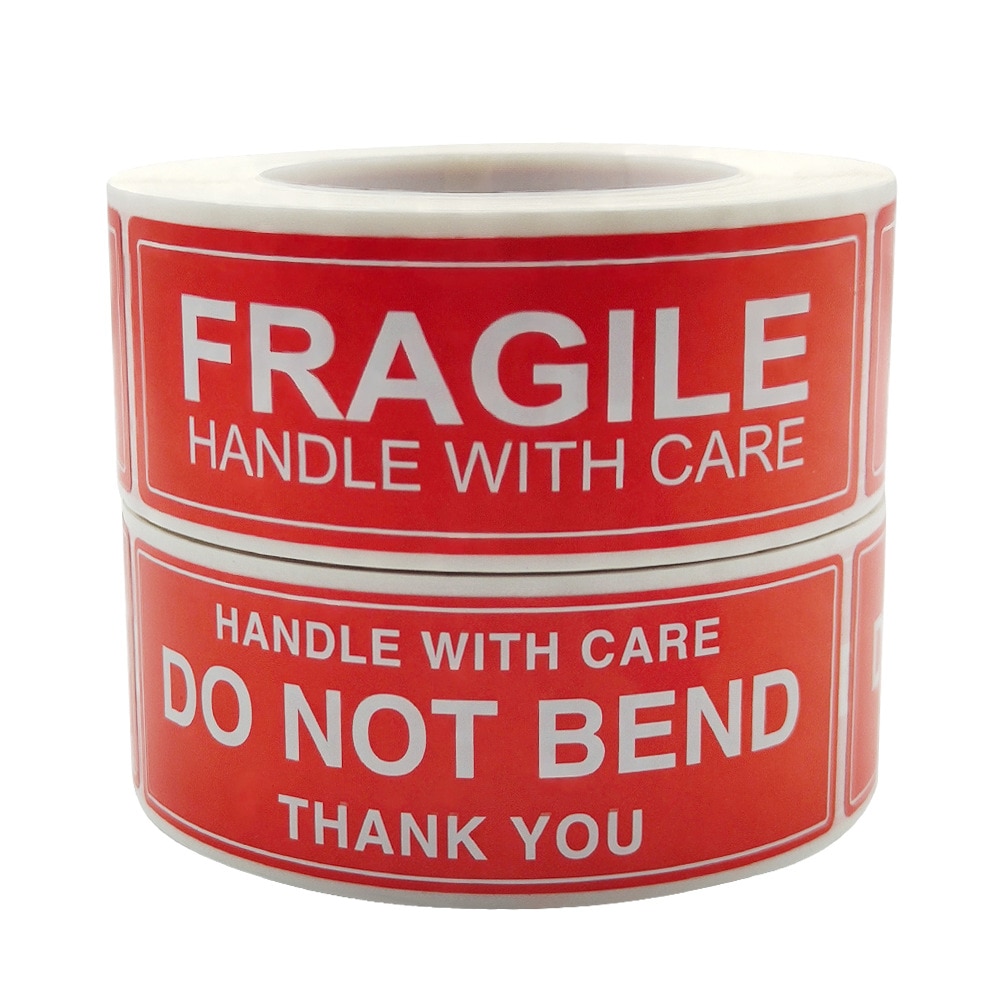 Red Fragile Handle With Care Stickers (250pcs) Red Fragile Handle With Care Stickers (250pcs)