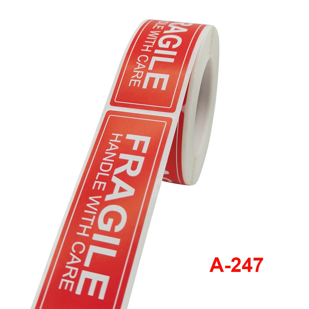 Red Fragile Handle With Care Stickers (250pcs)