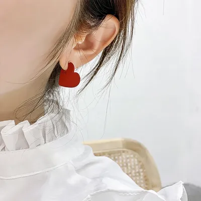 Red Heart Shaped Earrings Fashionable Jewelry Red Heart Shaped Earrings Fashionable Jewelry