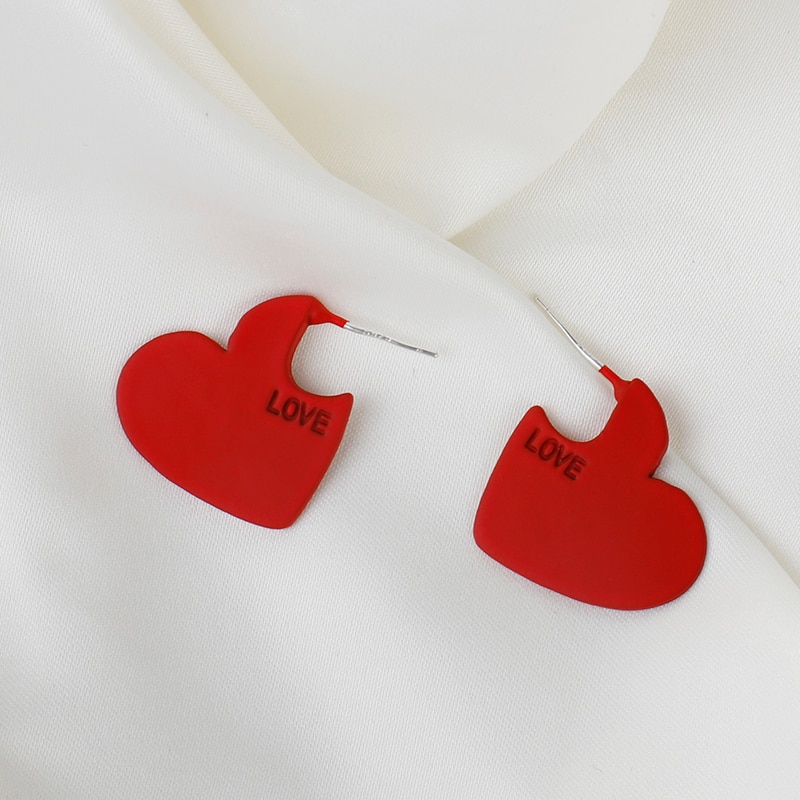 Red Heart Shaped Earrings Fashionable Jewelry Red Heart Shaped Earrings Fashionable Jewelry