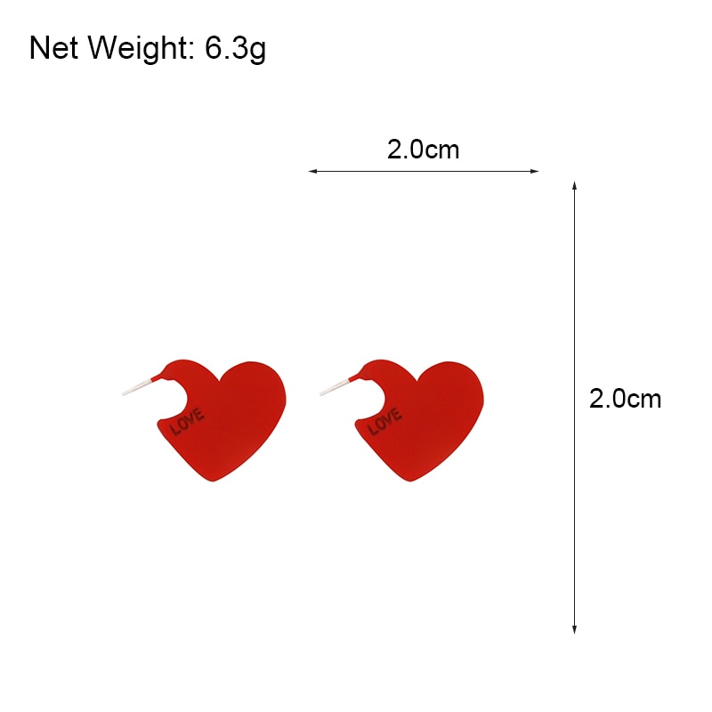 Red Heart Shaped Earrings Fashionable Jewelry Red Heart Shaped Earrings Fashionable Jewelry