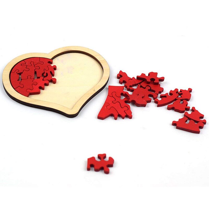Red Jigsaw Heart Wooden Puzzle