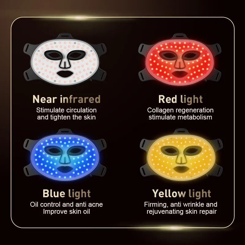 Red Led Light Therapy Infrared Flexible Soft Mask Silicone 4 Color Led Therapy Anti Aging Advanced Photon Mask Red Led Light Therapy Infrared Flexible Soft Mask Silicone 4 Color Led Therapy Anti Aging Advanced Photon Mask