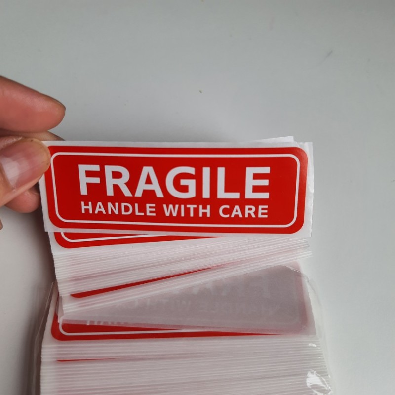 Red Sticker Fragile Label