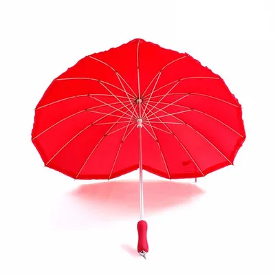 Red Umbrella Heart-Shaped Design