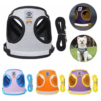 Reflective Safety Pet Dog Harness and Leash Set for Small Medium Dogs Cat Harnesses Vest Puppy Chest Strap Pug