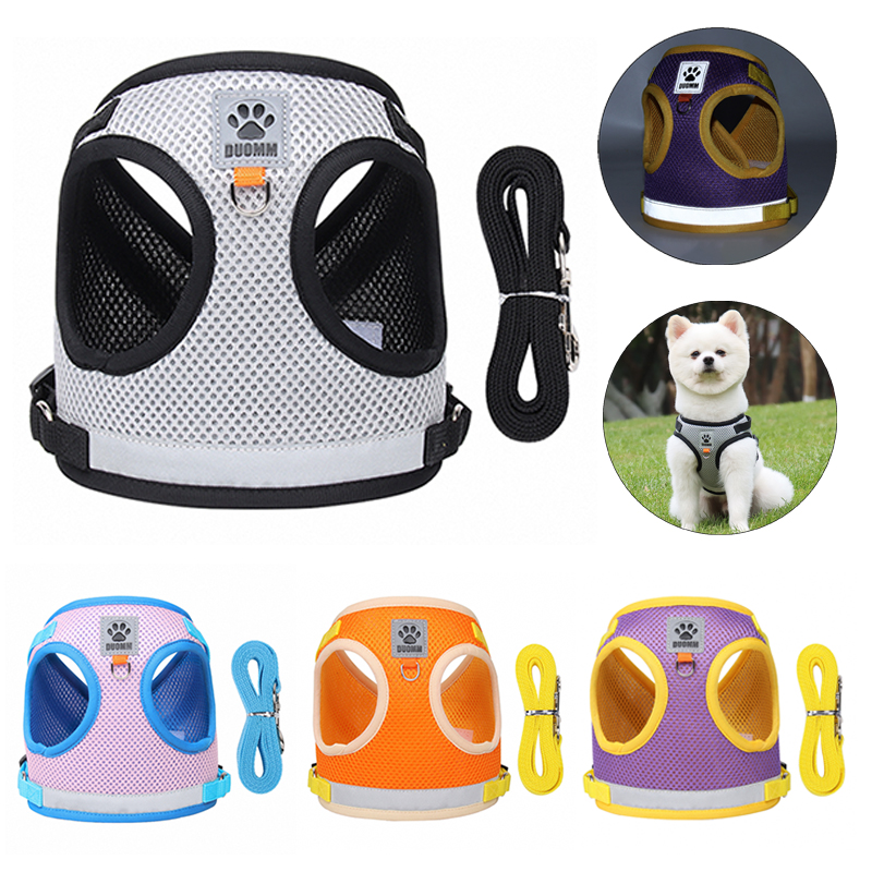 Reflective Safety Pet Dog Harness and Leash Set for Small Medium Dogs Cat Harnesses Vest Puppy Chest Strap Pug Reflective Safety Pet Dog Harness and Leash Set for Small Medium Dogs Cat Harnesses Vest Puppy Chest Strap Pug