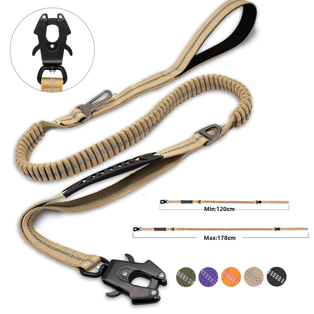 Reflective Shock Absorbing Pet Leashes with Car Seatbelt for Large Dogs Heavy Duty Tactical Bungee Dog Leash No Pull Reflective Shock Absorbing Pet Leashes with Car Seatbelt for Large Dogs Heavy Duty Tactical Bungee Dog Leash No Pull