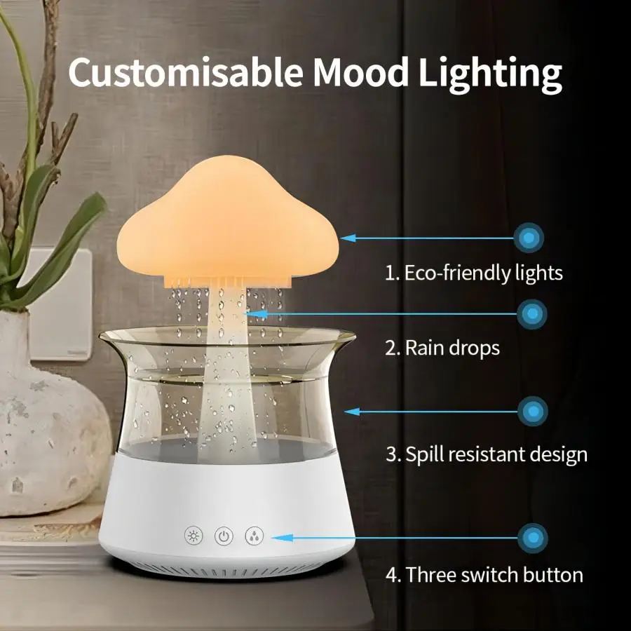 Relax Cloud Rain Diffuser Humidifier Raindrop Aromatherapy Machine Ultrasonic Atomization Humidification Colorful Lamp Relax Cloud Rain Diffuser Humidifier Raindrop Aromatherapy Machine Ultrasonic Atomization Humidification Colorful Lamp