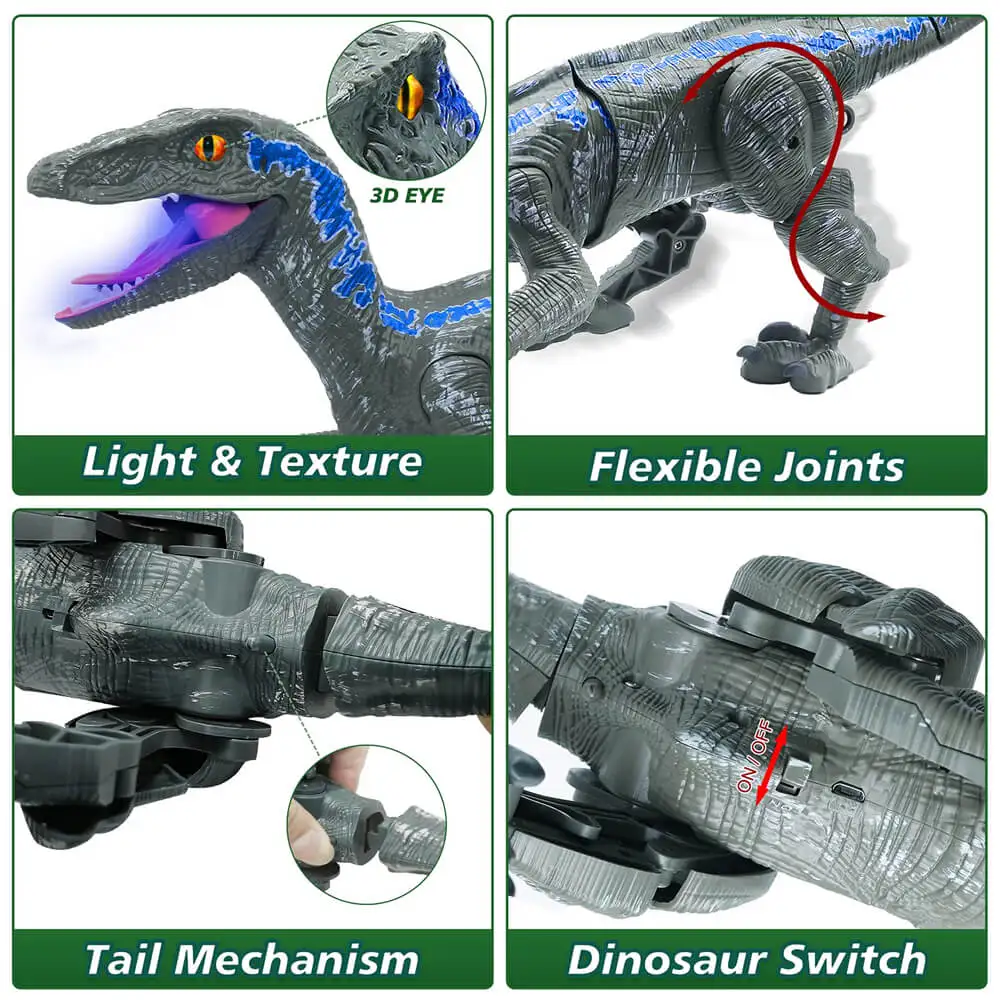 Remote Control Dinosaur Toys Kids RC Electric Walking Jurassic Dinosaur Simulation Velociraptor Toy With LED Light And Remote Control Dinosaur Toys Kids RC Electric Walking Jurassic Dinosaur Simulation Velociraptor Toy With LED Light And