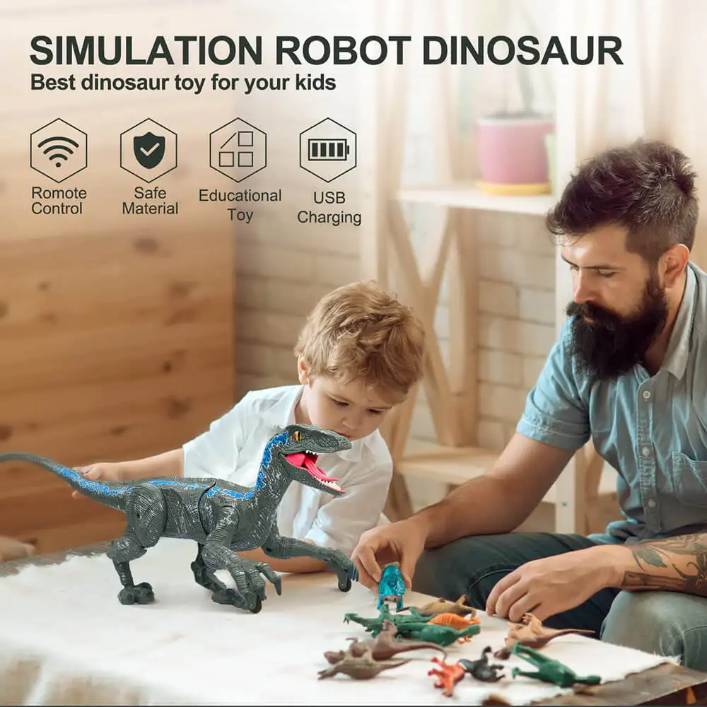Remote Control Dinosaur Toys Kids RC Electric Walking Jurassic Dinosaur Simulation Velociraptor Toy With LED Light And Remote Control Dinosaur Toys Kids RC Electric Walking Jurassic Dinosaur Simulation Velociraptor Toy With LED Light And