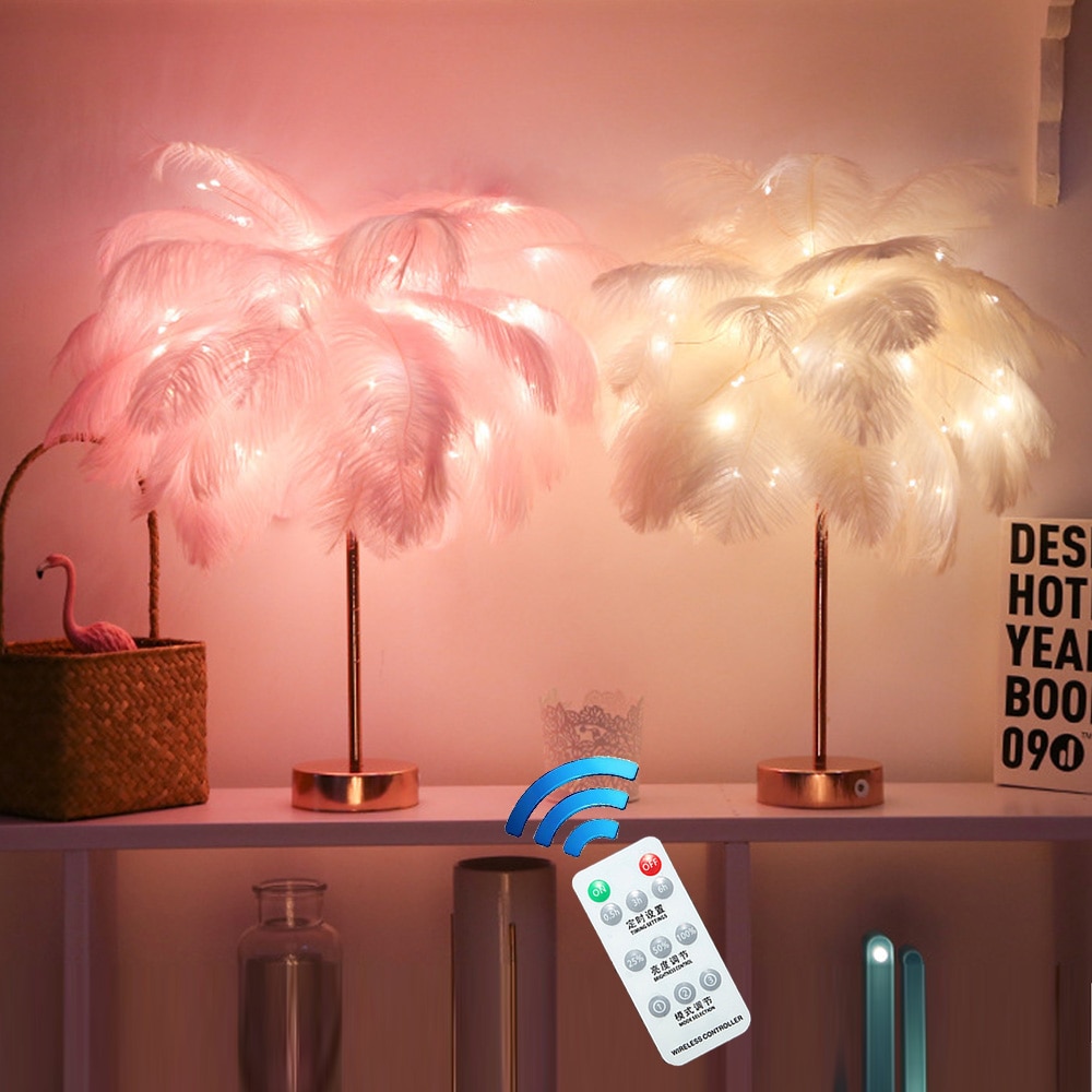 Remote Control Feather Lampshade