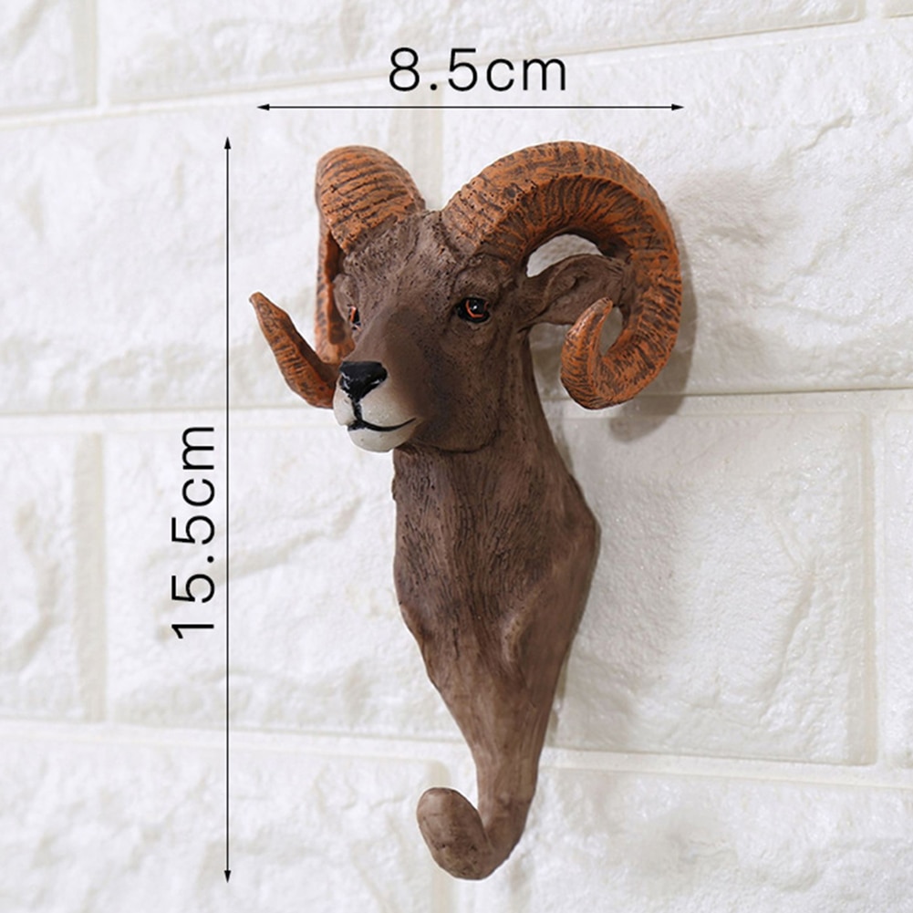 Resin 3D Animal Head Wall Hook