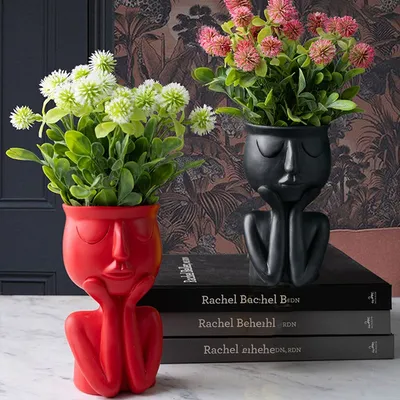 Resin Abstract Face Plant Pot