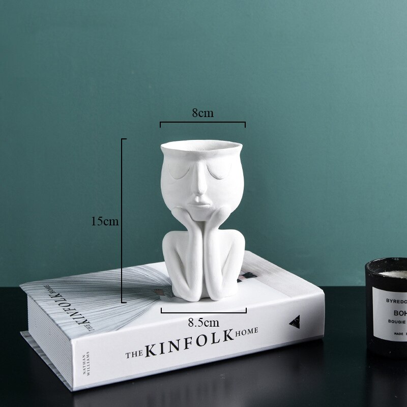Resin Abstract Face Plant Pot