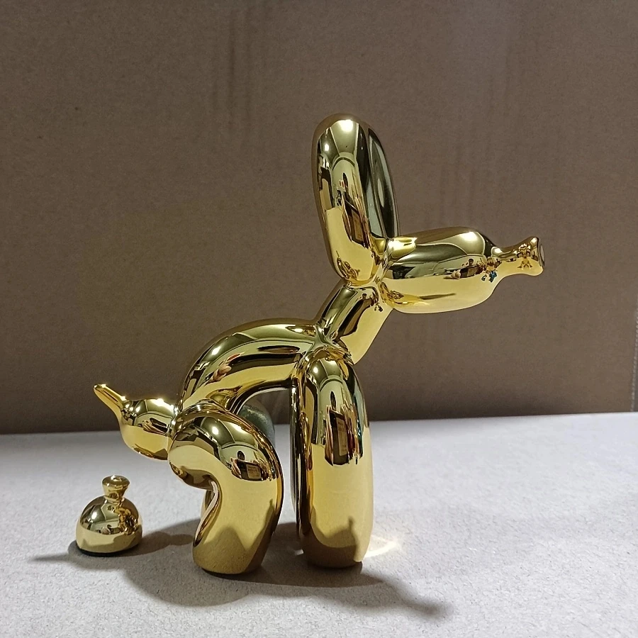 Resin Balloon Poop Dog Sculpture Decoration Creative Living Room Bedroom Wine Cabinet Cartoon Animal Simple Modern