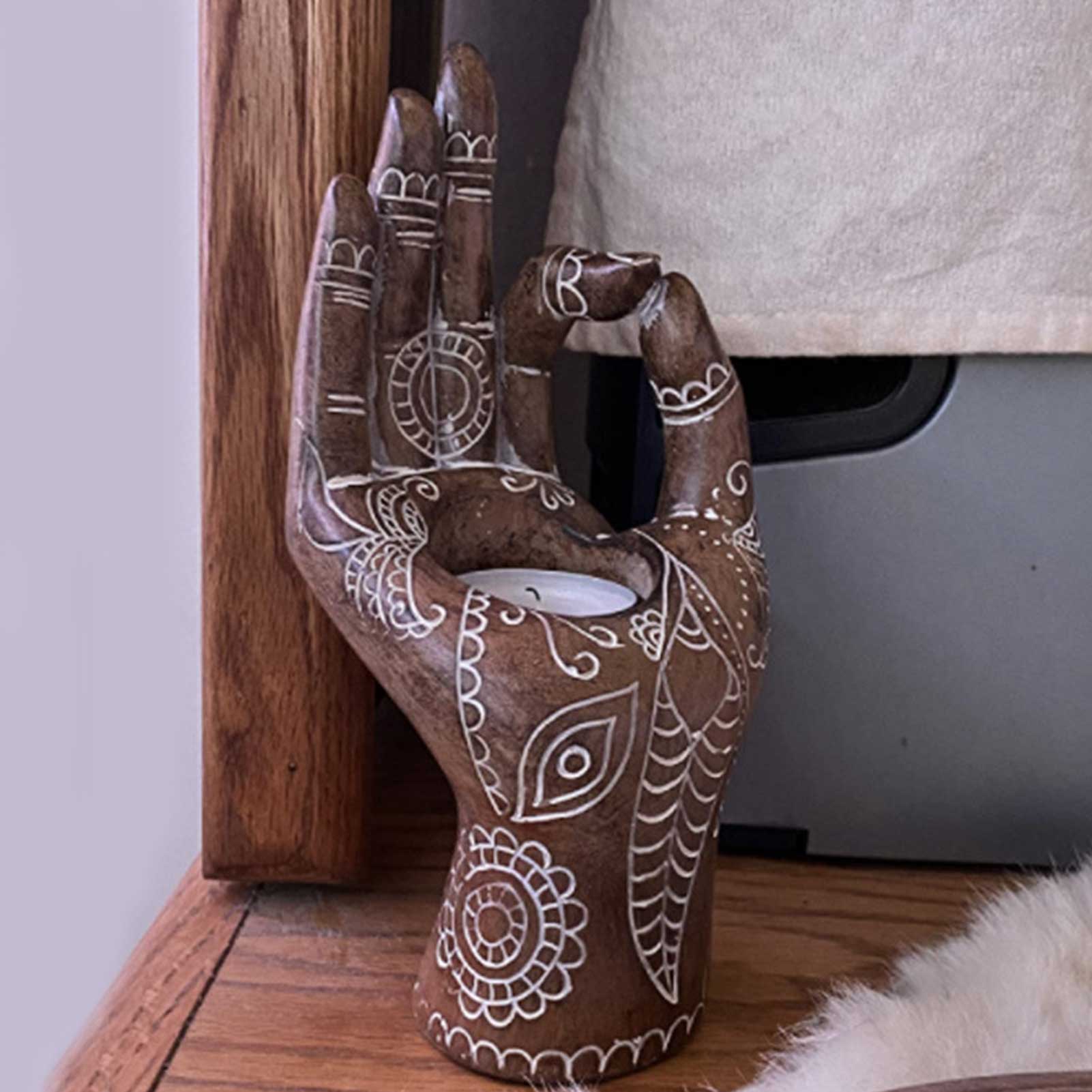 Resin Buddha Hand Candle Holder Resin Buddha Hand Candle Holder