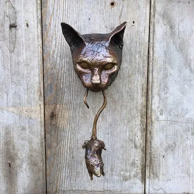 Resin Cat and Mouse Door Knocker Resin Cat and Mouse Door Knocker