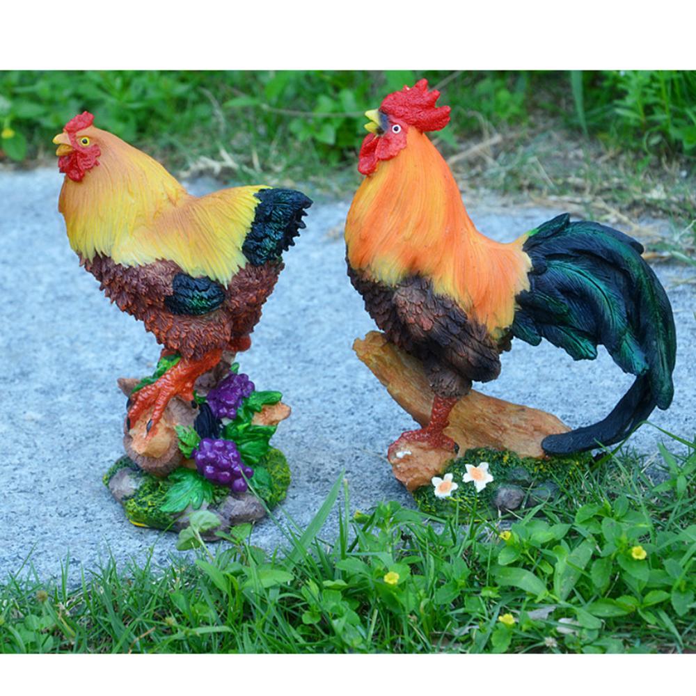 Resin Chicken Garden Ornaments (2pcs)