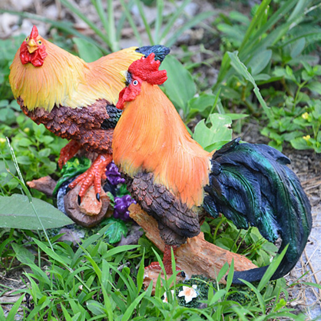 Resin Chicken Garden Ornaments (2pcs)