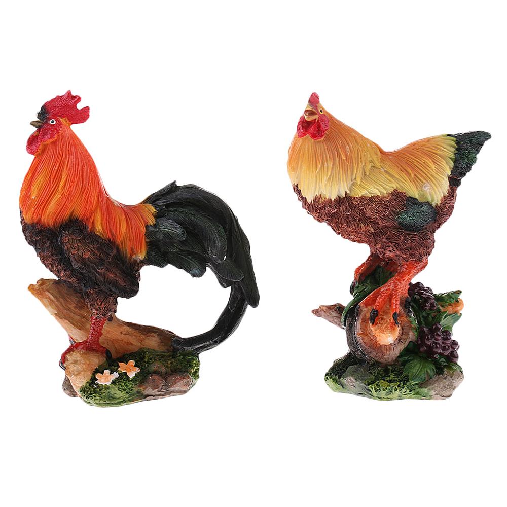 Resin Chicken Garden Ornaments (2pcs)