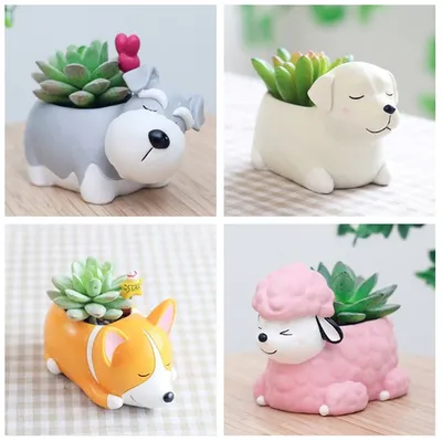 Resin Garden Dog Plant Pot Resin Garden Dog Plant Pot