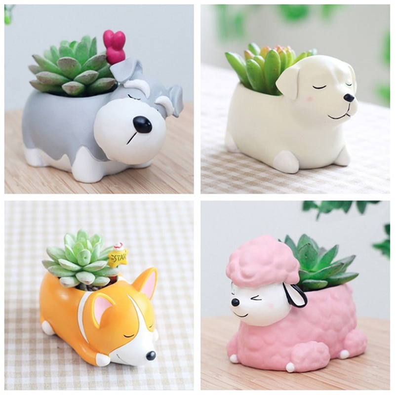 Resin Garden Dog Plant Pot Resin Garden Dog Plant Pot