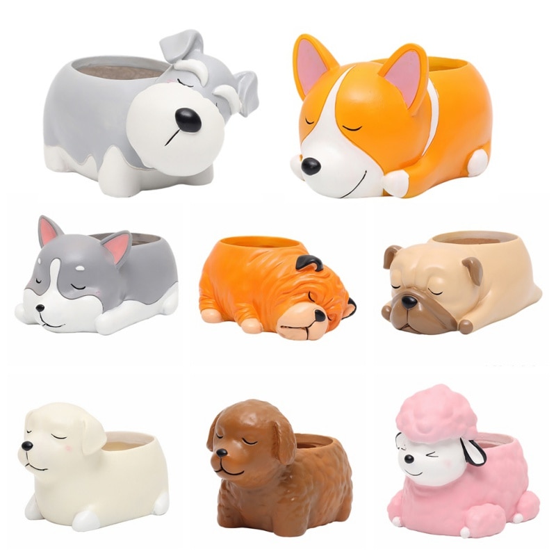 Resin Garden Dog Plant Pot Resin Garden Dog Plant Pot