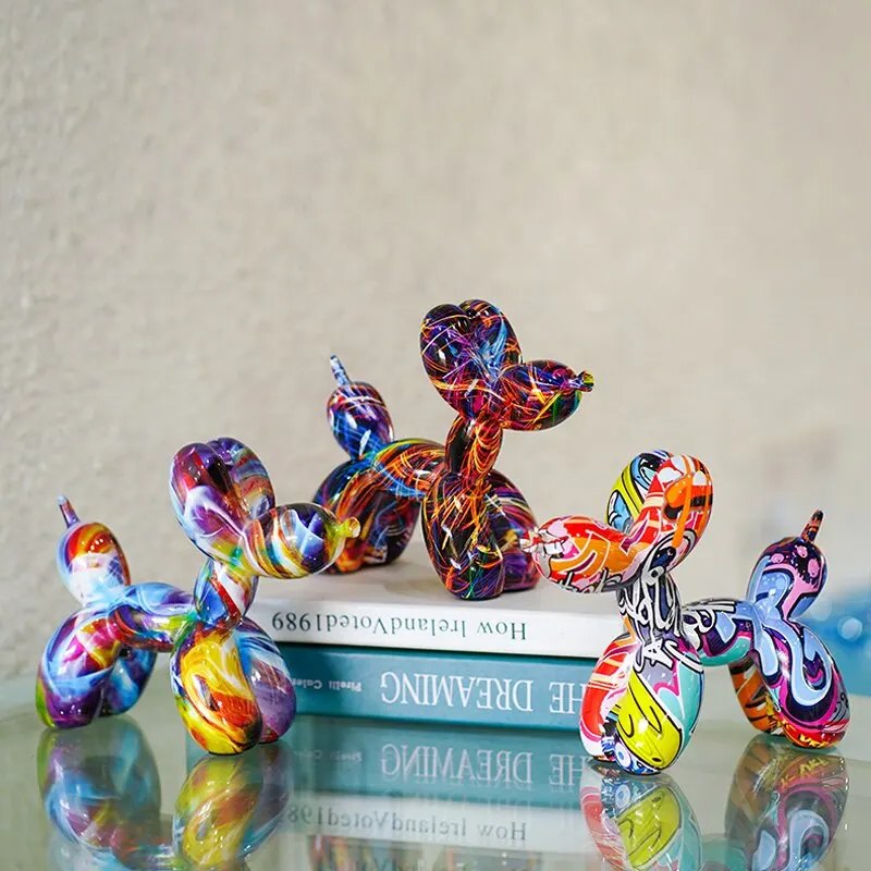 Resin Graffiti Balloon Dog Figurines for Interior Home Desktop Decoration Painting Colorful Art Animals Statue Crafts Resin Graffiti Balloon Dog Figurines for Interior Home Desktop Decoration Painting Colorful Art Animals Statue Crafts