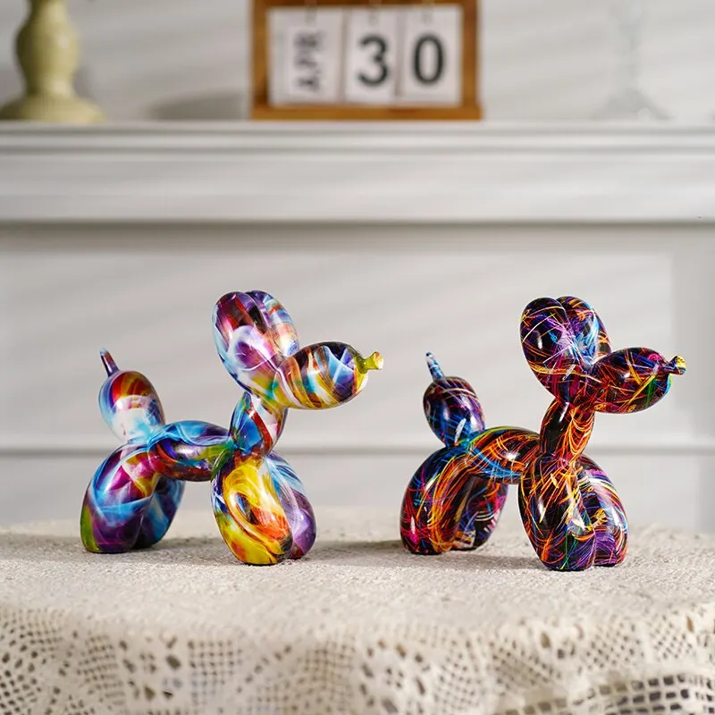 Resin Graffiti Balloon Dog Figurines for Interior Home Desktop Decoration Painting Colorful Art Animals Statue Crafts Resin Graffiti Balloon Dog Figurines for Interior Home Desktop Decoration Painting Colorful Art Animals Statue Crafts