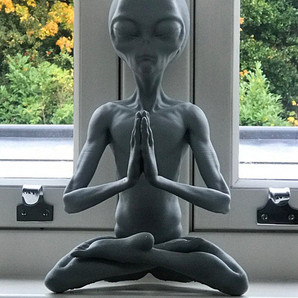 Resin Meditating Alien Garden Ornament