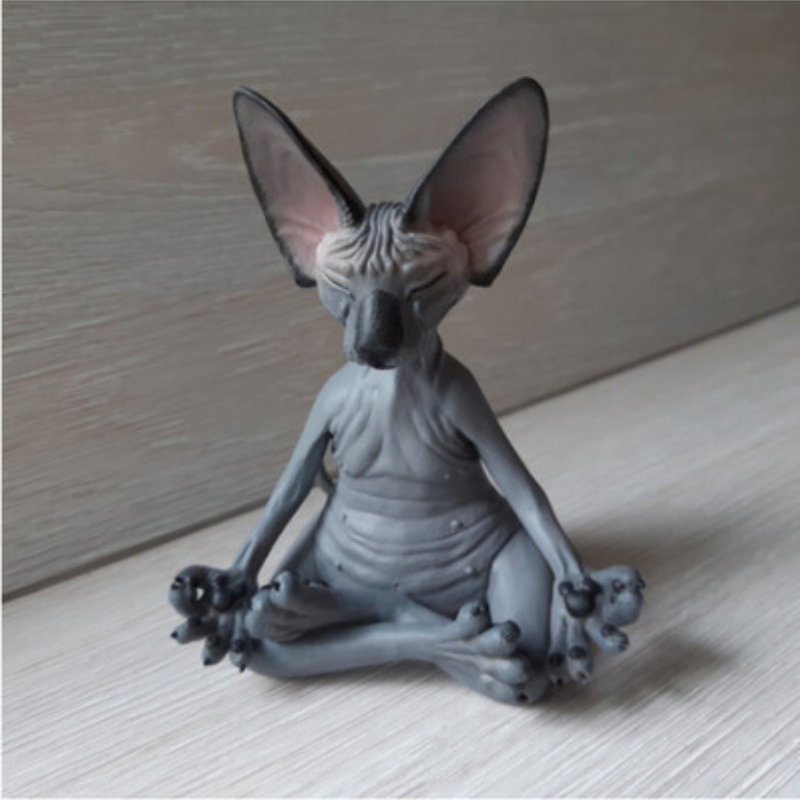 Resin Meditating Sphynx Cat Figurine