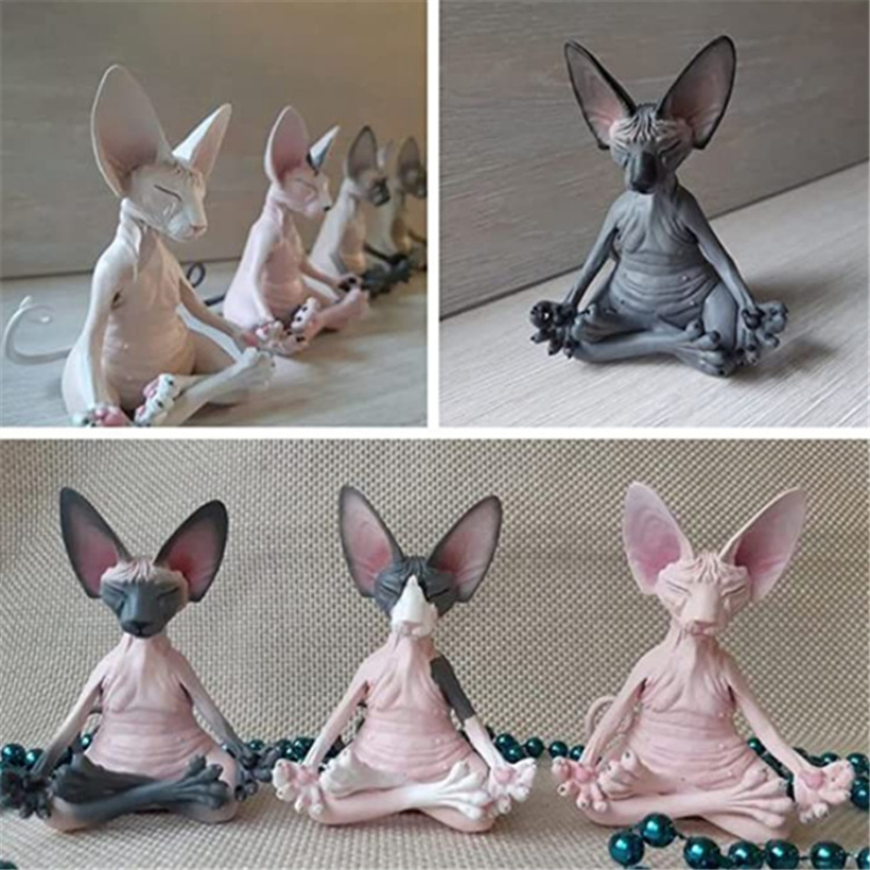 Resin Meditating Sphynx Cat Figurine