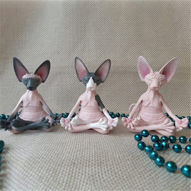 Resin Meditating Sphynx Cat Figurine