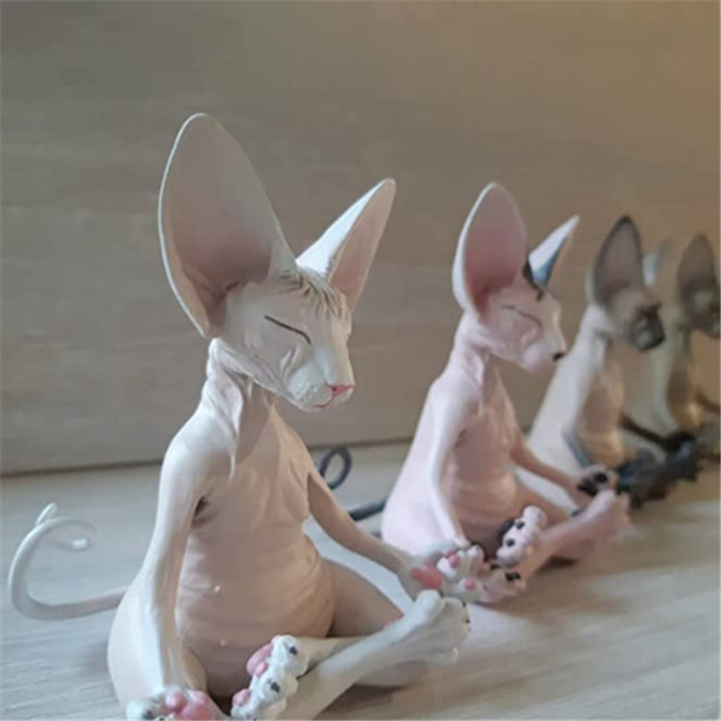 Resin Meditating Sphynx Cat Figurine