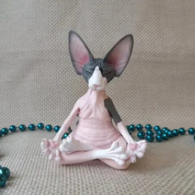 Resin Meditating Sphynx Cat Figurine