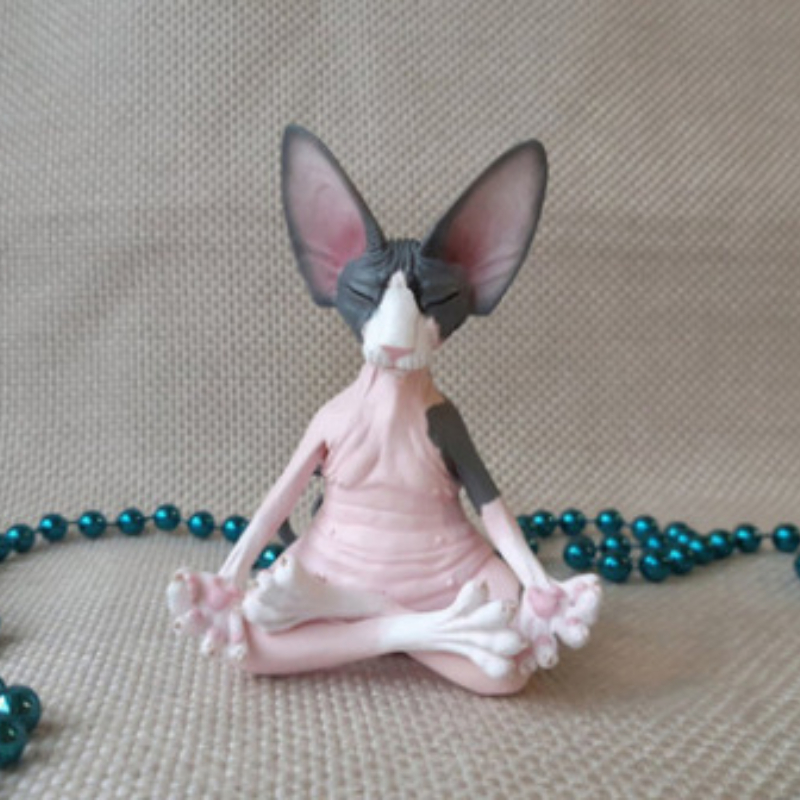 Resin Meditating Sphynx Cat Figurine