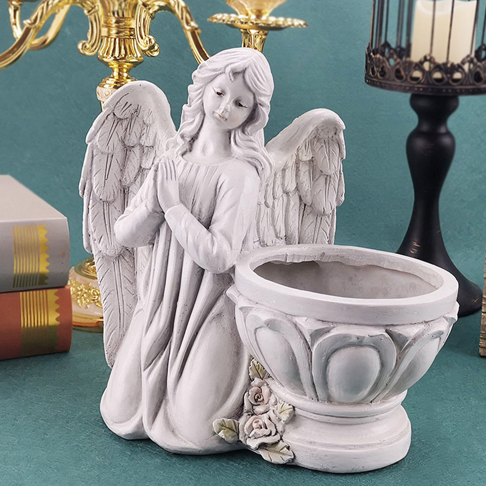 Resin Praying Angel Candle Holder