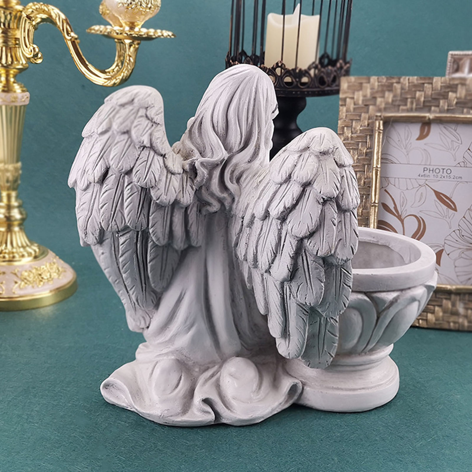 Resin Praying Angel Candle Holder Resin Praying Angel Candle Holder